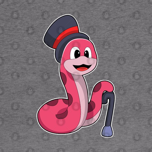 Snake as Gentleman with Hat & Walking stick by Markus Schnabel